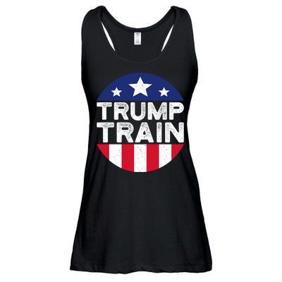 Trump 2024 All Aboard The Trump Train Usa American Flag Ladies Essential Flowy Tank