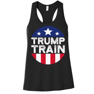 Trump 2024 All Aboard The Trump Train Usa American Flag Women's Racerback Tank