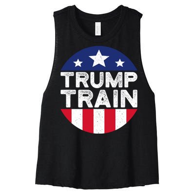 Trump 2024 All Aboard The Trump Train Usa American Flag Women's Racerback Cropped Tank