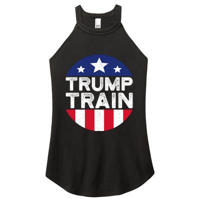 Trump 2024 All Aboard The Trump Train Usa American Flag Women's Perfect Tri Rocker Tank