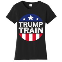 Trump 2024 All Aboard The Trump Train Usa American Flag Women's T-Shirt