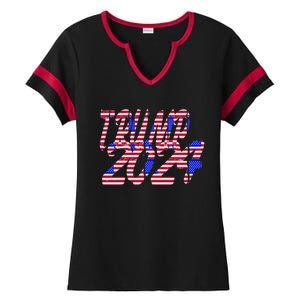 Trump 2024 American Grunge Style Ladies Halftime Notch Neck Tee