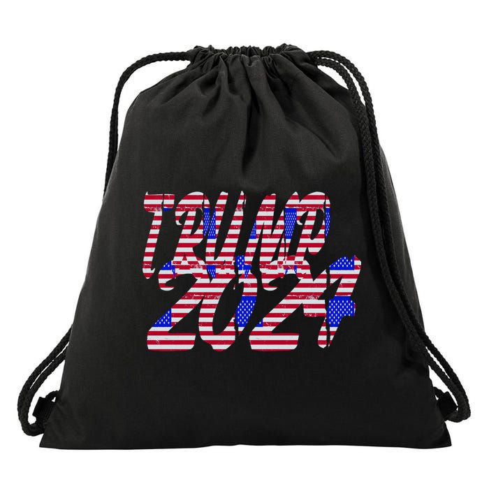 Trump 2024 American Grunge Style Drawstring Bag