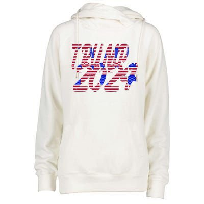 Trump 2024 American Grunge Style Womens Funnel Neck Pullover Hood