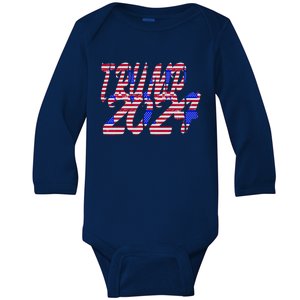 Trump 2024 American Grunge Style Baby Long Sleeve Bodysuit