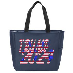 Trump 2024 American Grunge Style Zip Tote Bag