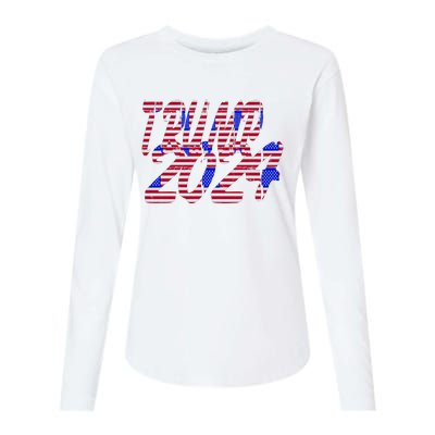 Trump 2024 American Grunge Style Womens Cotton Relaxed Long Sleeve T-Shirt