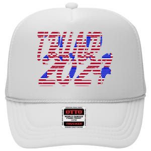 Trump 2024 American Grunge Style High Crown Mesh Back Trucker Hat