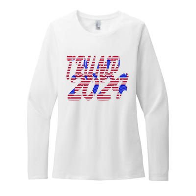 Trump 2024 American Grunge Style Womens CVC Long Sleeve Shirt