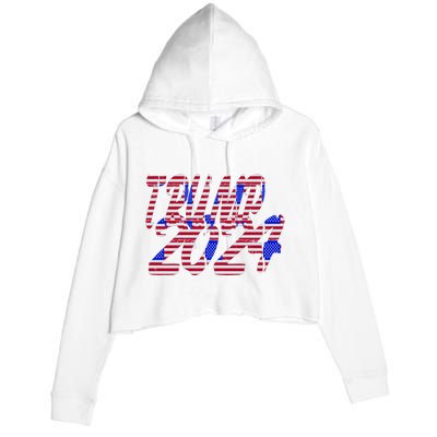 Trump 2024 American Grunge Style Crop Fleece Hoodie