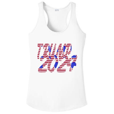 Trump 2024 American Grunge Style Ladies PosiCharge Competitor Racerback Tank