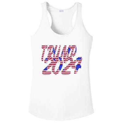 Trump 2024 American Grunge Style Ladies PosiCharge Competitor Racerback Tank