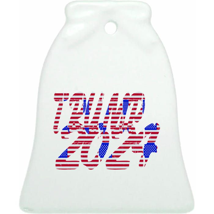 Trump 2024 American Grunge Style Ceramic Bell Ornament