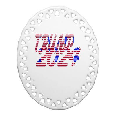 Trump 2024 American Grunge Style Ceramic Oval Ornament