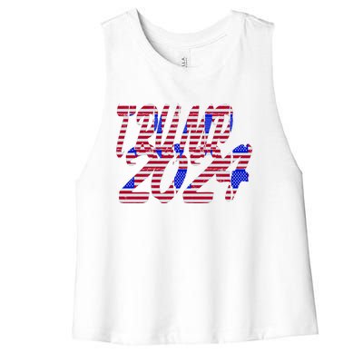 Trump 2024 American Grunge Style Women's Racerback Cropped Tank