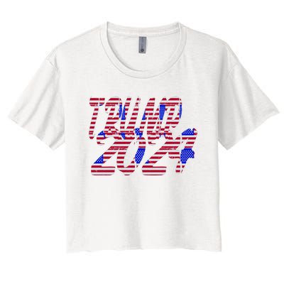 Trump 2024 American Grunge Style Women's Crop Top Tee