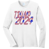 Trump 2024 American Grunge Style Ladies Long Sleeve Shirt