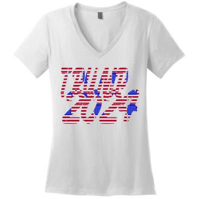 Trump 2024 American Grunge Style Women's V-Neck T-Shirt