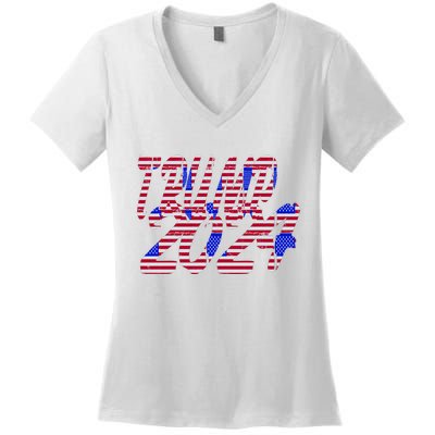 Trump 2024 American Grunge Style Women's V-Neck T-Shirt