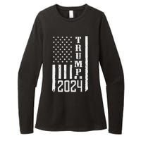 Trump 2024 American Flag Patriotic Vintage Womens CVC Long Sleeve Shirt