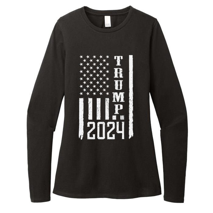 Trump 2024 American Flag Patriotic Vintage Womens CVC Long Sleeve Shirt