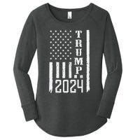 Trump 2024 American Flag Patriotic Vintage Women's Perfect Tri Tunic Long Sleeve Shirt