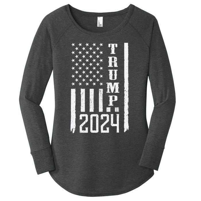 Trump 2024 American Flag Patriotic Vintage Women's Perfect Tri Tunic Long Sleeve Shirt