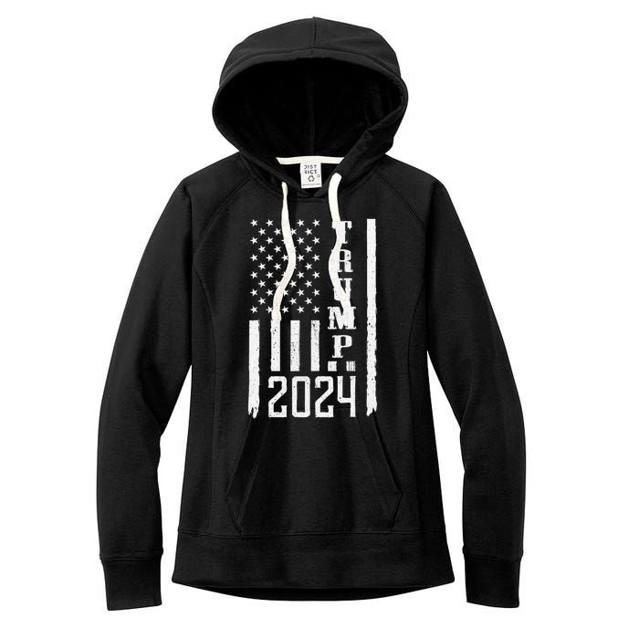 Trump 2024 American Flag Patriotic Vintage Women's Fleece Hoodie