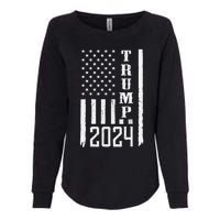 Trump 2024 American Flag Patriotic Vintage Womens California Wash Sweatshirt