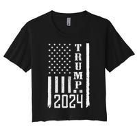 Trump 2024 American Flag Patriotic Vintage Women's Crop Top Tee