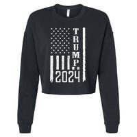 Trump 2024 American Flag Patriotic Vintage Cropped Pullover Crew