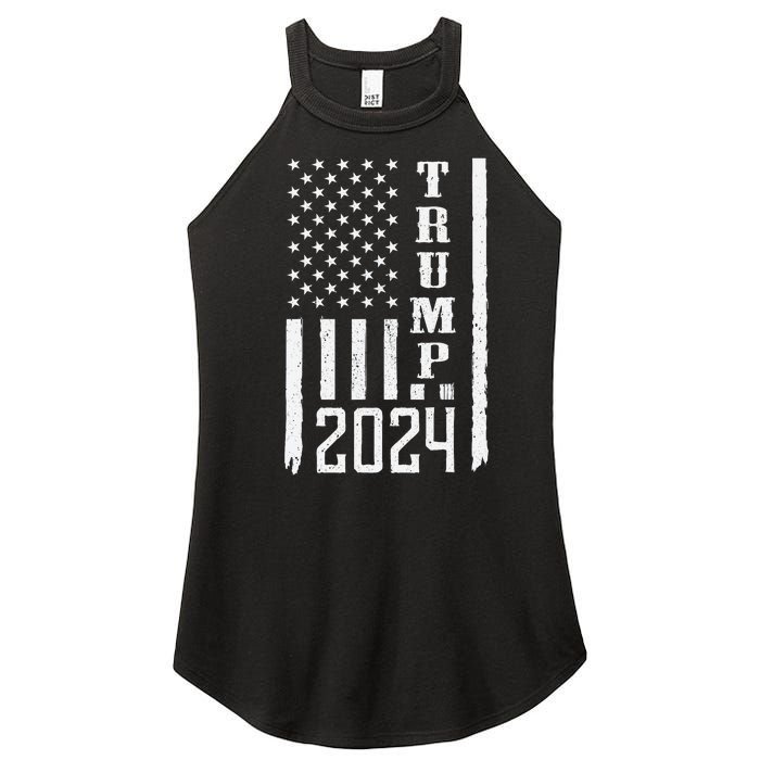 Trump 2024 American Flag Patriotic Vintage Women's Perfect Tri Rocker Tank