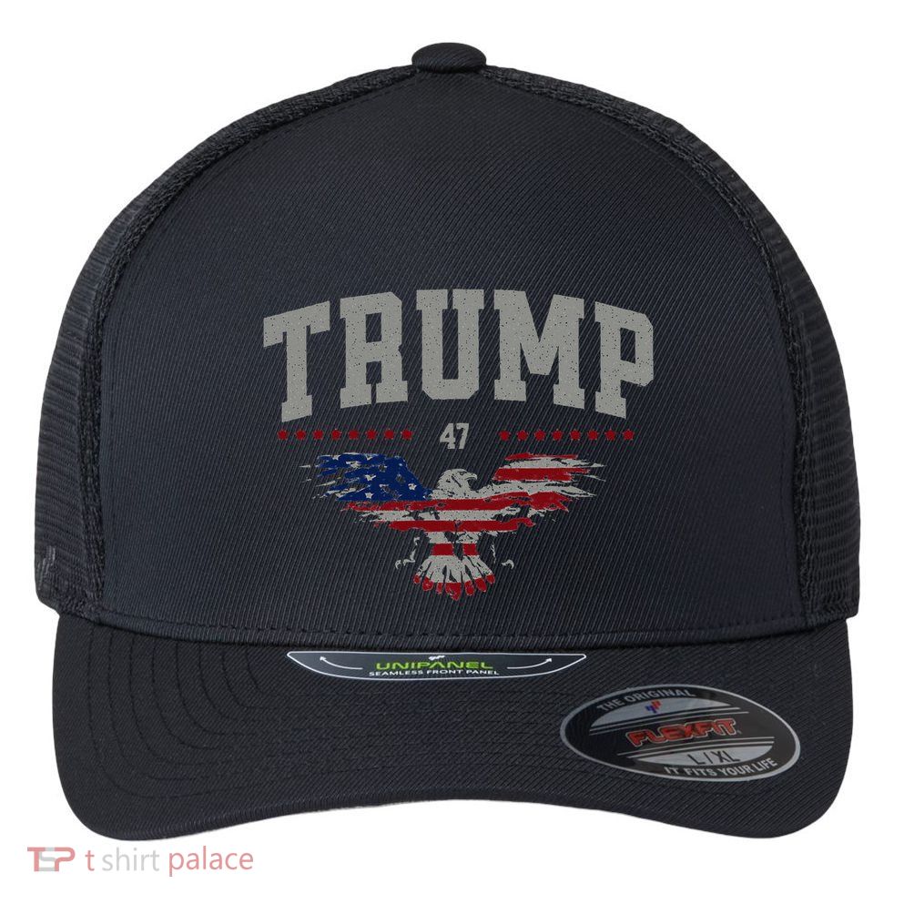 Trump 2024 America First Bald Eagle Pro Trump Usa Flag Zip Flexfit Unipanel Trucker Cap