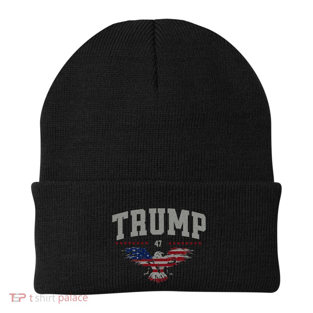 Trump 2024 America First Bald Eagle Pro Trump Usa Flag Zip Beanie