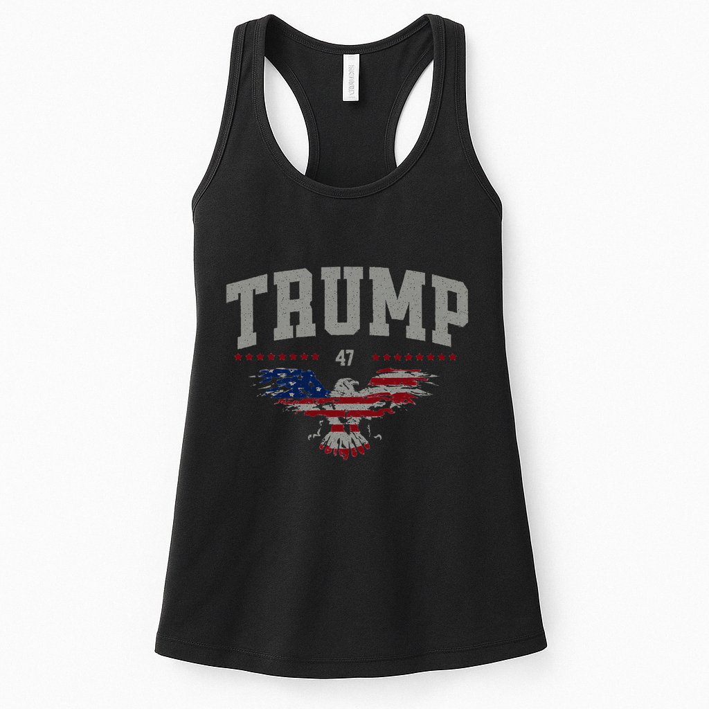 Trump 2024 America First Bald Eagle Pro Trump Usa Flag Zip Womens Tank Top