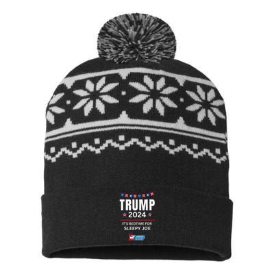 Trump 2024funny Anti Sleepy Joe Biden Pro Trump Republican USA-Made Snowflake Beanie