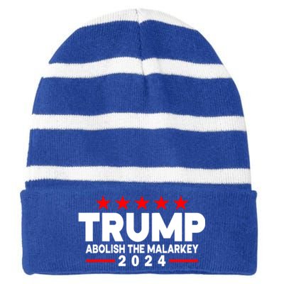 Trump 2024 Abolish The Malarkey Striped Beanie with Solid Band