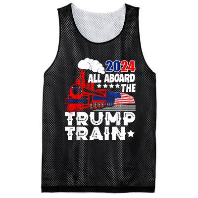 Trump 2024 All Aboard The Trump Train Usa American Flag Mesh Reversible Basketball Jersey Tank