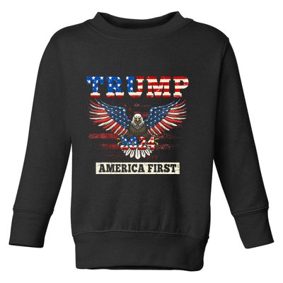Trump 2024 America First Bald Eagle Pro Trump Usa Flag Toddler Sweatshirt