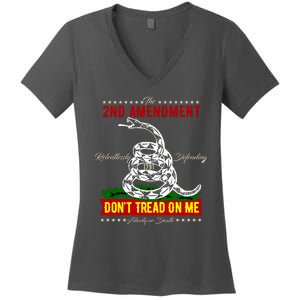 The 2nd Amendment Dont Tread On Me Gadsden Flag Women's V-Neck T-Shirt