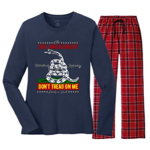 The 2nd Amendment Dont Tread On Me Gadsden Flag Women's Long Sleeve Flannel Pajama Set 