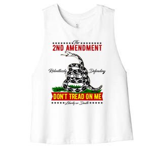 The 2nd Amendment Dont Tread On Me Gadsden Flag Women's Racerback Cropped Tank