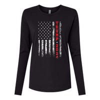 Trump 2024 American Flag Vintage Womens Cotton Relaxed Long Sleeve T-Shirt