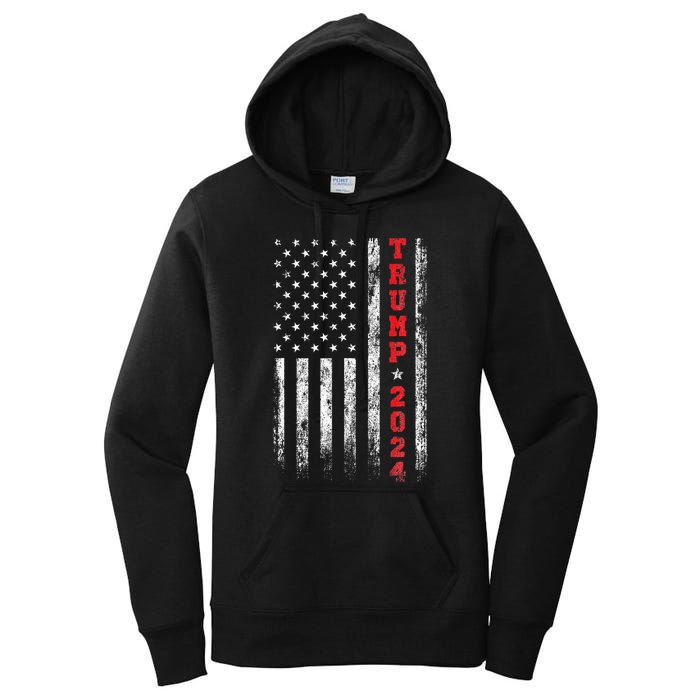 Trump 2024 American Flag Vintage Women's Pullover Hoodie