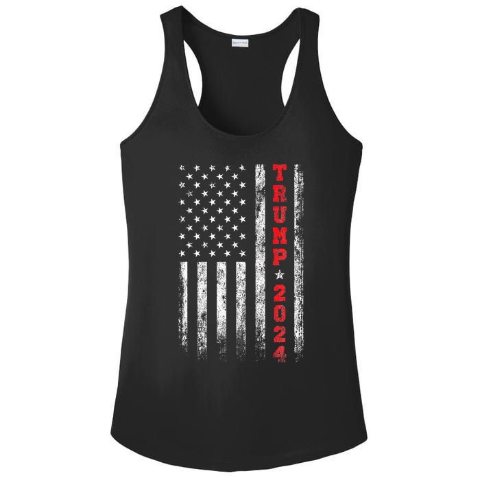 Trump 2024 American Flag Vintage Ladies PosiCharge Competitor Racerback Tank