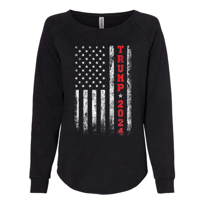 Trump 2024 American Flag Vintage Womens California Wash Sweatshirt