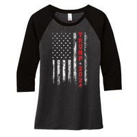 Trump 2024 American Flag Vintage Women's Tri-Blend 3/4-Sleeve Raglan Shirt