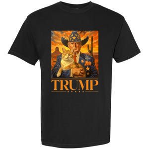 Trump 2024 And Cat Western Cowboy Patriotic Garment-Dyed Heavyweight T-Shirt