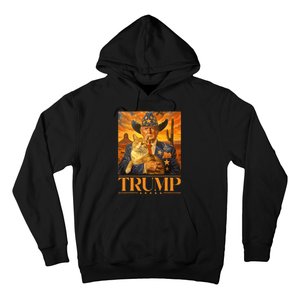 Trump 2024 And Cat Western Cowboy Patriotic Hoodie