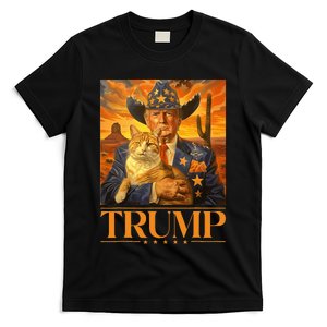 Trump 2024 And Cat Western Cowboy Patriotic T-Shirt